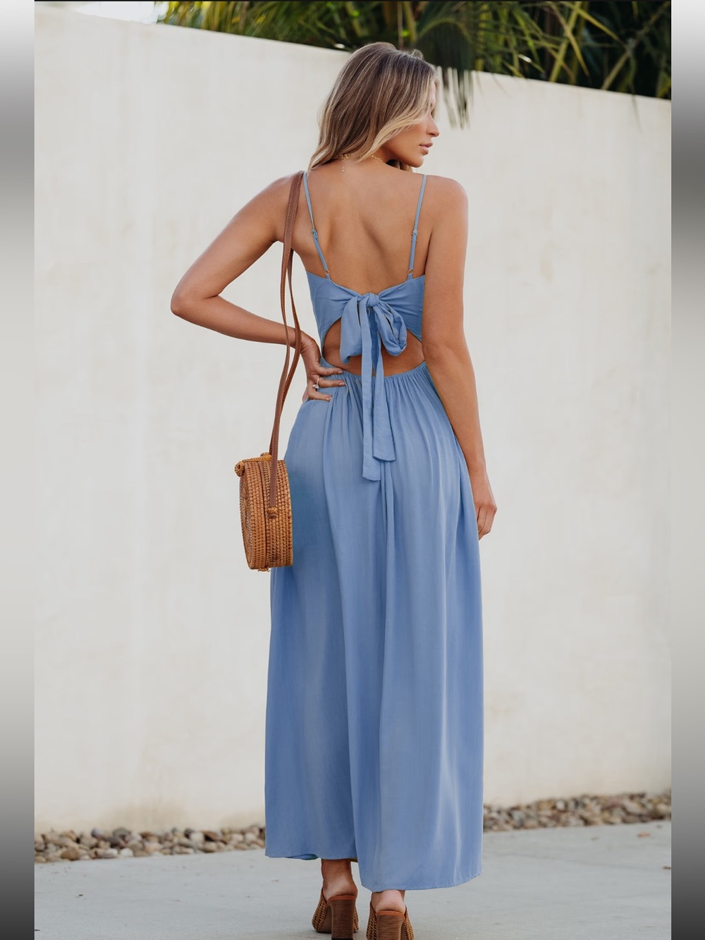 NWT CupShe Blue Front Twist & Keyhole Maxi Dress - size S, M - Picture 2 of 10